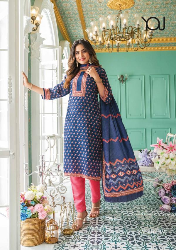 Wanna Zaheen Chanderi Sequence Designer Readymade Suit